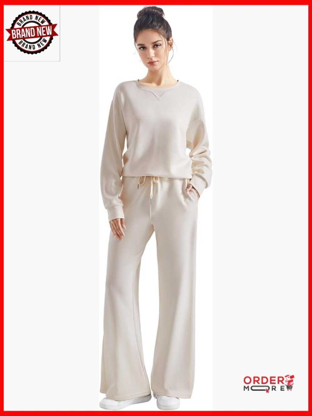 Modal 2 Piece Sweatsuit Set Oversized Sweatshirt Wide Leg Pants